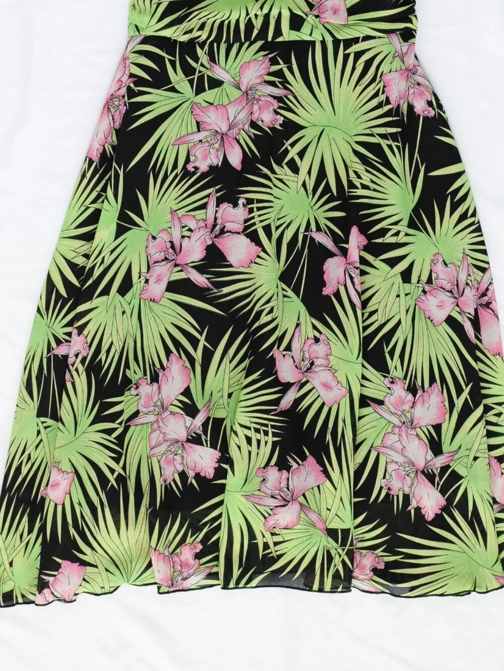 Vintage Y2K Tropical Floral Halter Dress Midi Backless Size 12 Summer Resort 90s - Picture 3 of 9